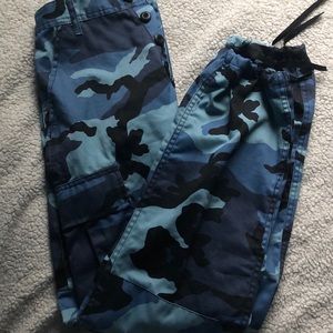 Blue camo cargo pants